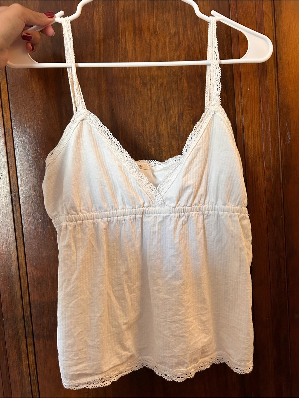 Brandy Melville White Lace-Trim Tank Top
